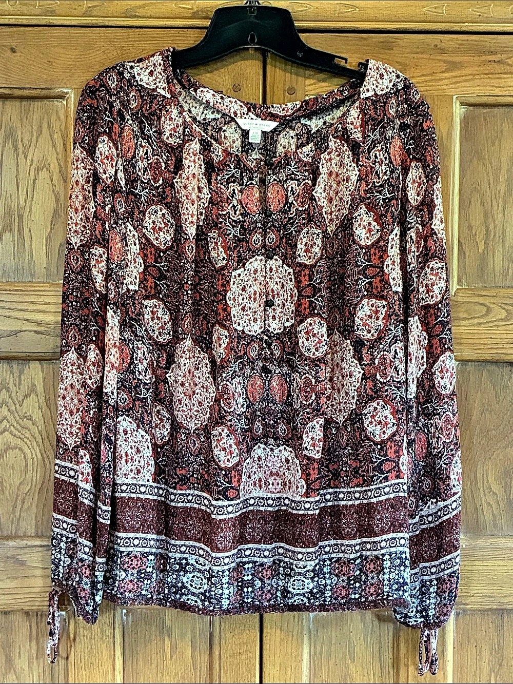 Lucky Brand Paisley Blouse Top Size L
